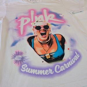 PINK Victoria's Secret Summer Carnival Tee - White with Pink and Purple